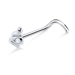 Stone Placed Snake Silver Curved Nose Stud NSKB-324